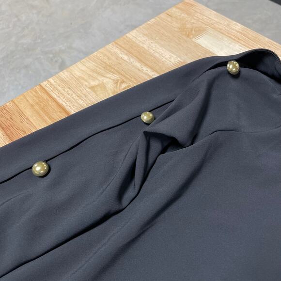 Amanda Uprichard NWT Genesee Black Mini Dress Size S Gold Buttons Slit Sleeve - Picture 6 of 9